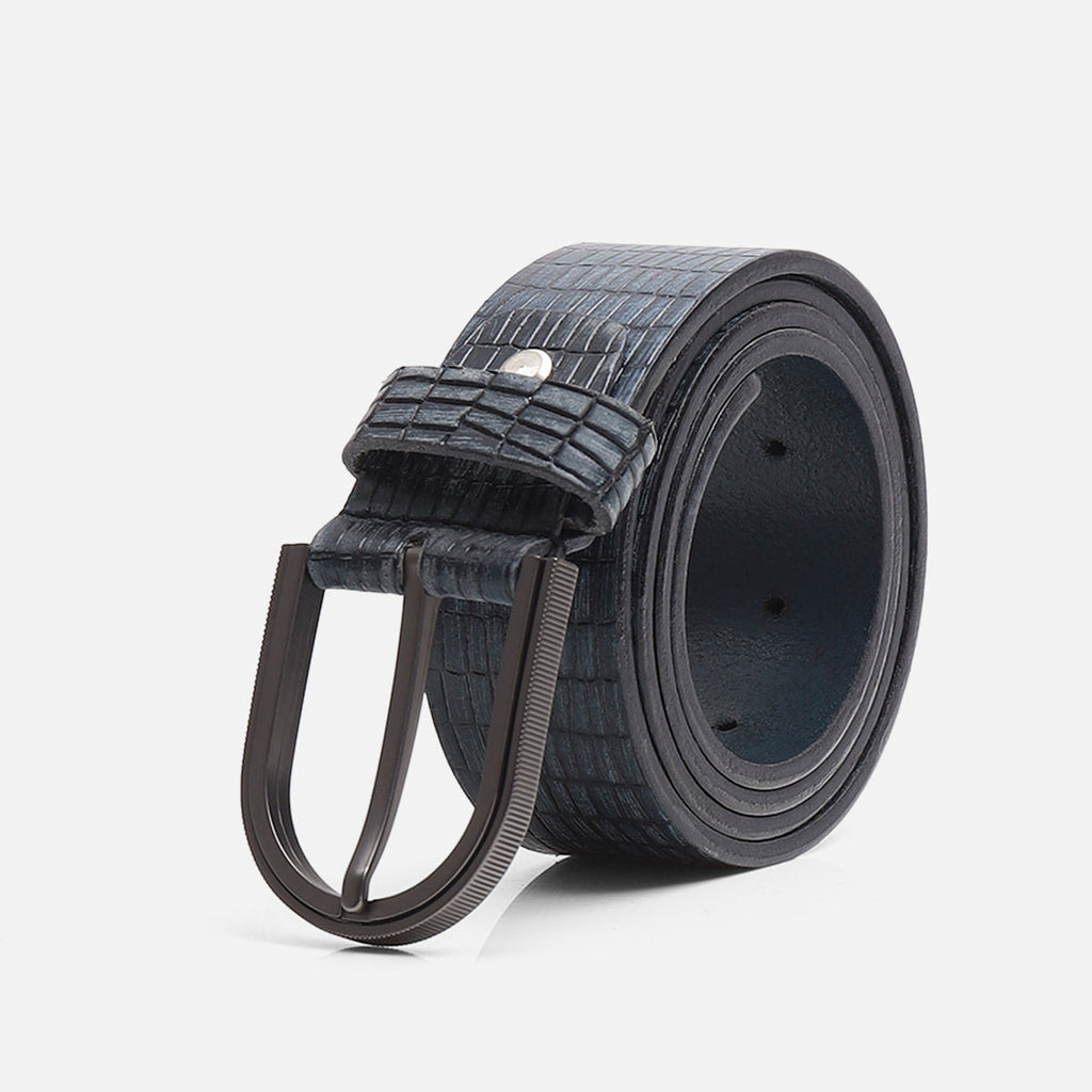 Midnight Textured Leather Belt – Gunmetal Buckle