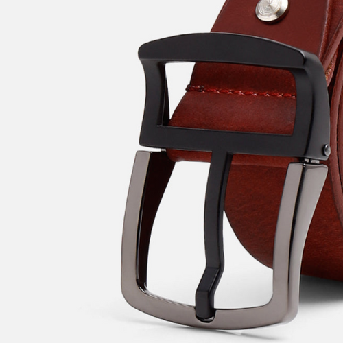 Chestnut Burnished Leather Belt – Dual-Tone Buckle