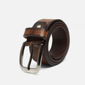 Vintage Walnut Leather Belt – Classic Pin Buckle