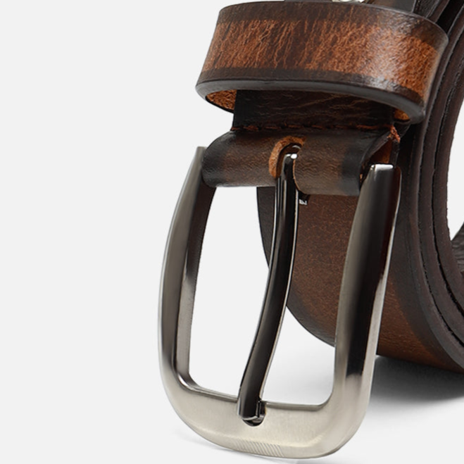 Vintage Walnut Leather Belt – Classic Pin Buckle