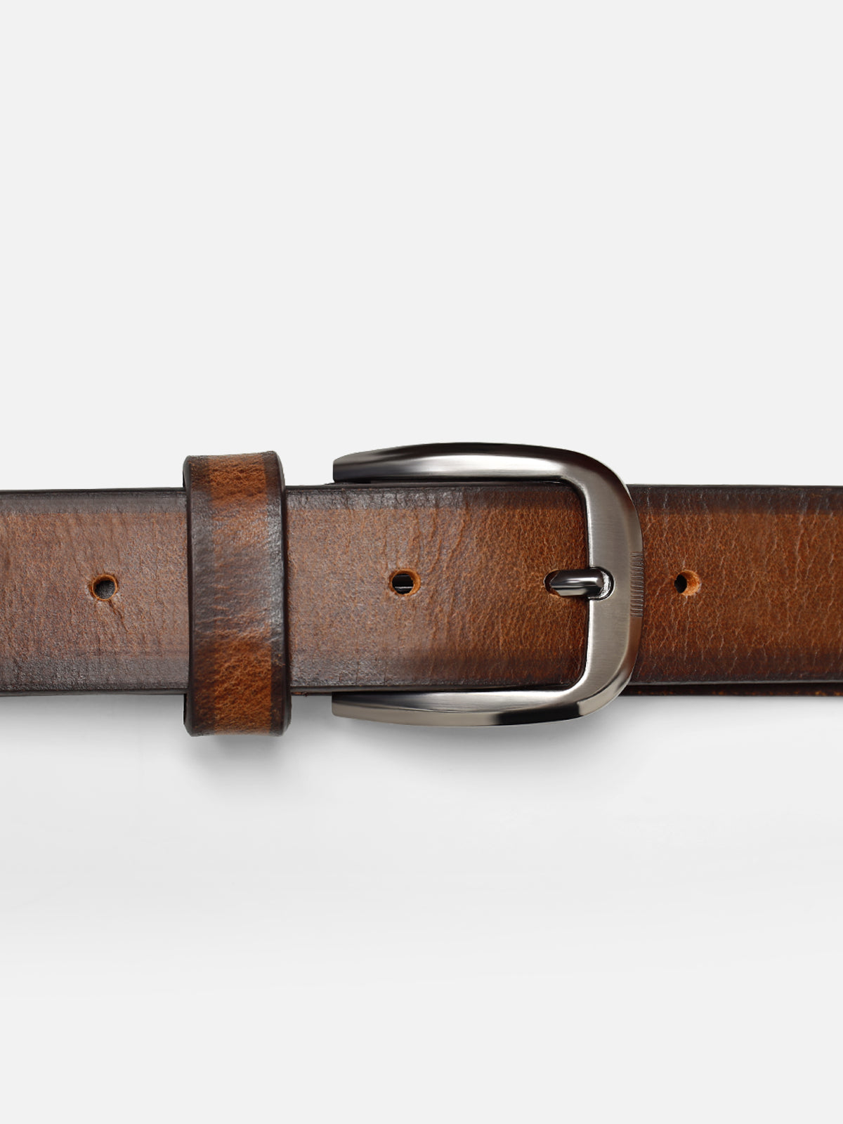Vintage Walnut Leather Belt – Classic Pin Buckle
