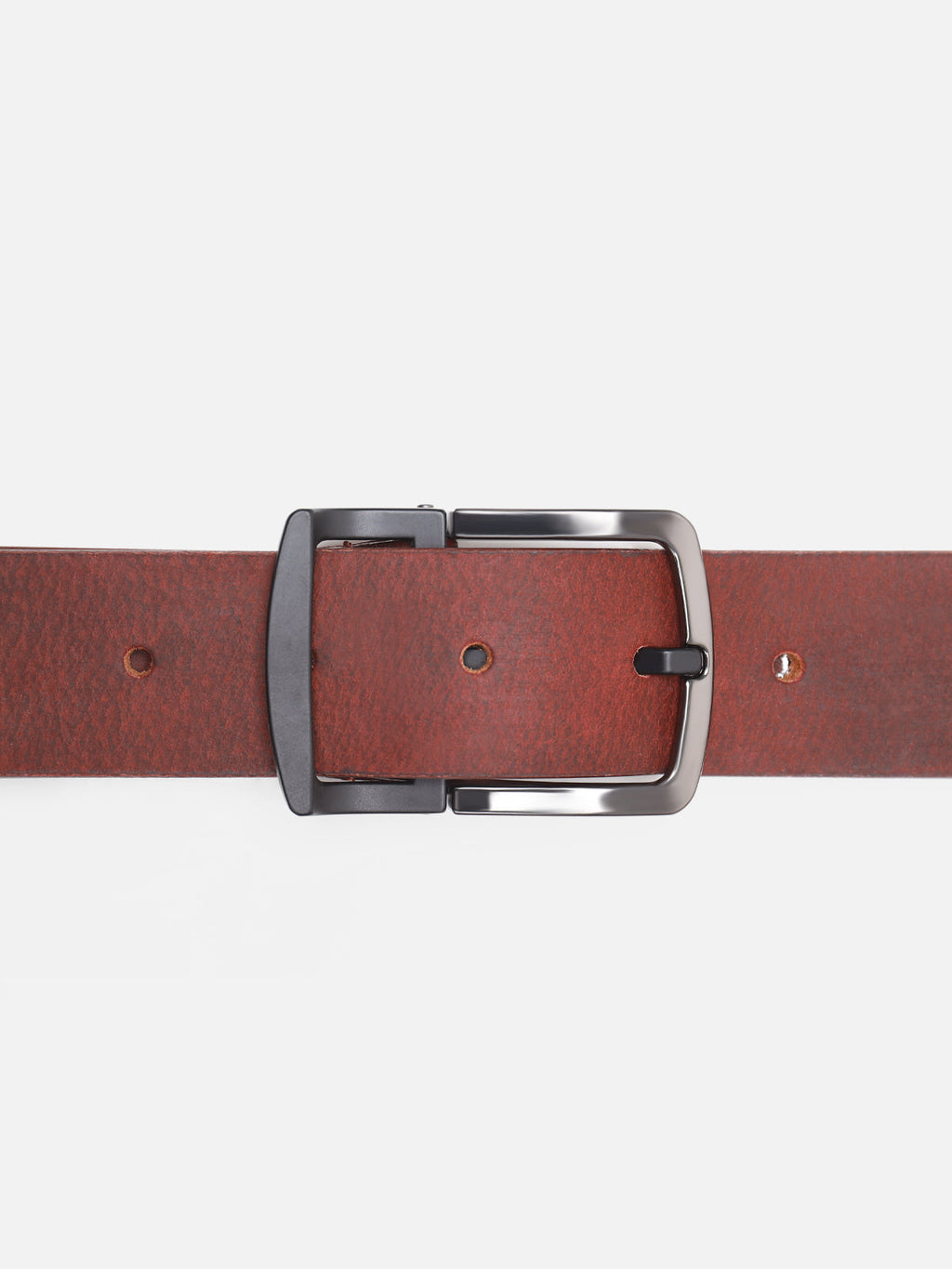Chestnut Burnished Leather Belt – Dual-Tone Buckle