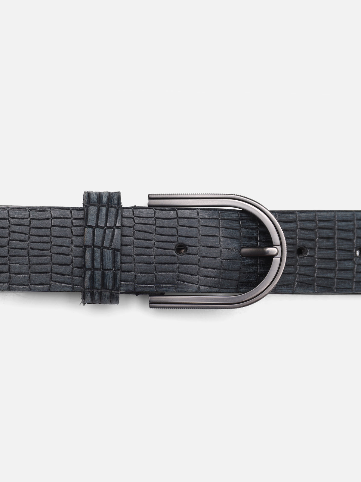 Midnight Textured Leather Belt – Gunmetal Buckle
