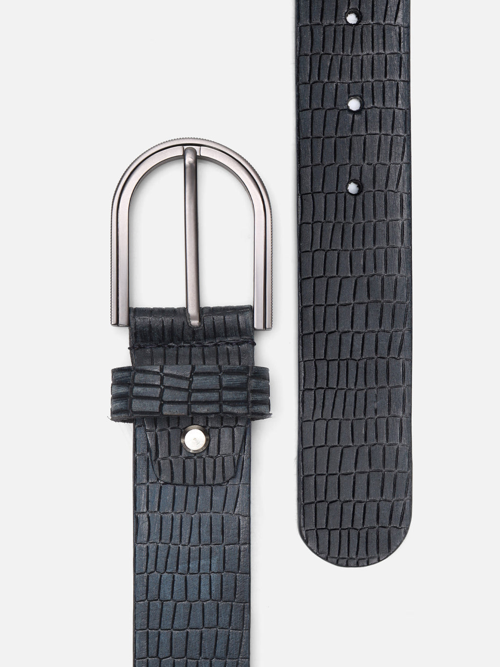 Midnight Textured Leather Belt – Gunmetal Buckle