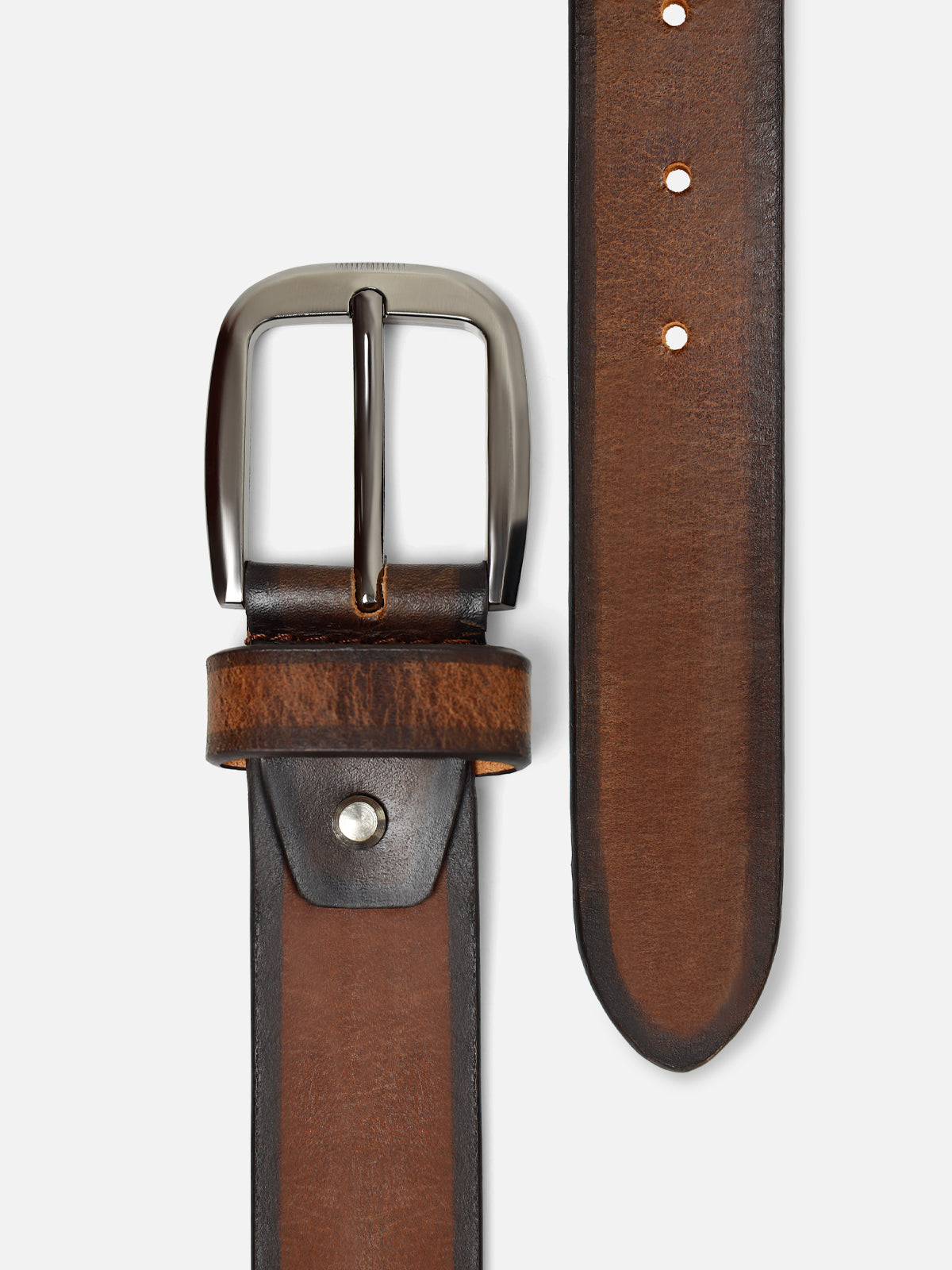 Vintage Walnut Leather Belt – Classic Pin Buckle
