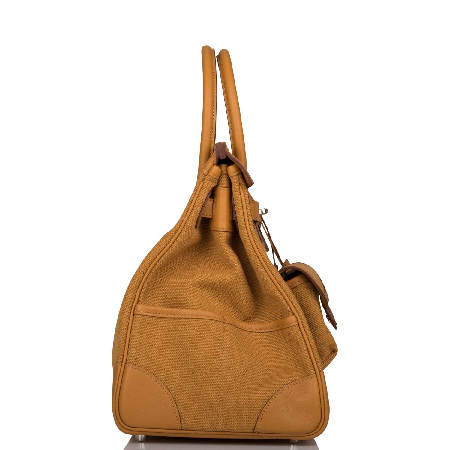 Hermes Birkin 35cm Desert/Sesame Swift and Toile Canvas "Cargo" Palladium Hardware - Exclusu