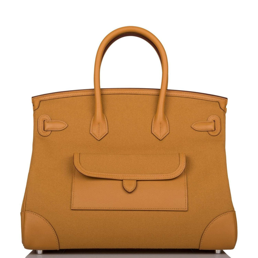 Hermes Birkin 35cm Desert/Sesame Swift and Toile Canvas "Cargo" Palladium Hardware - Exclusu