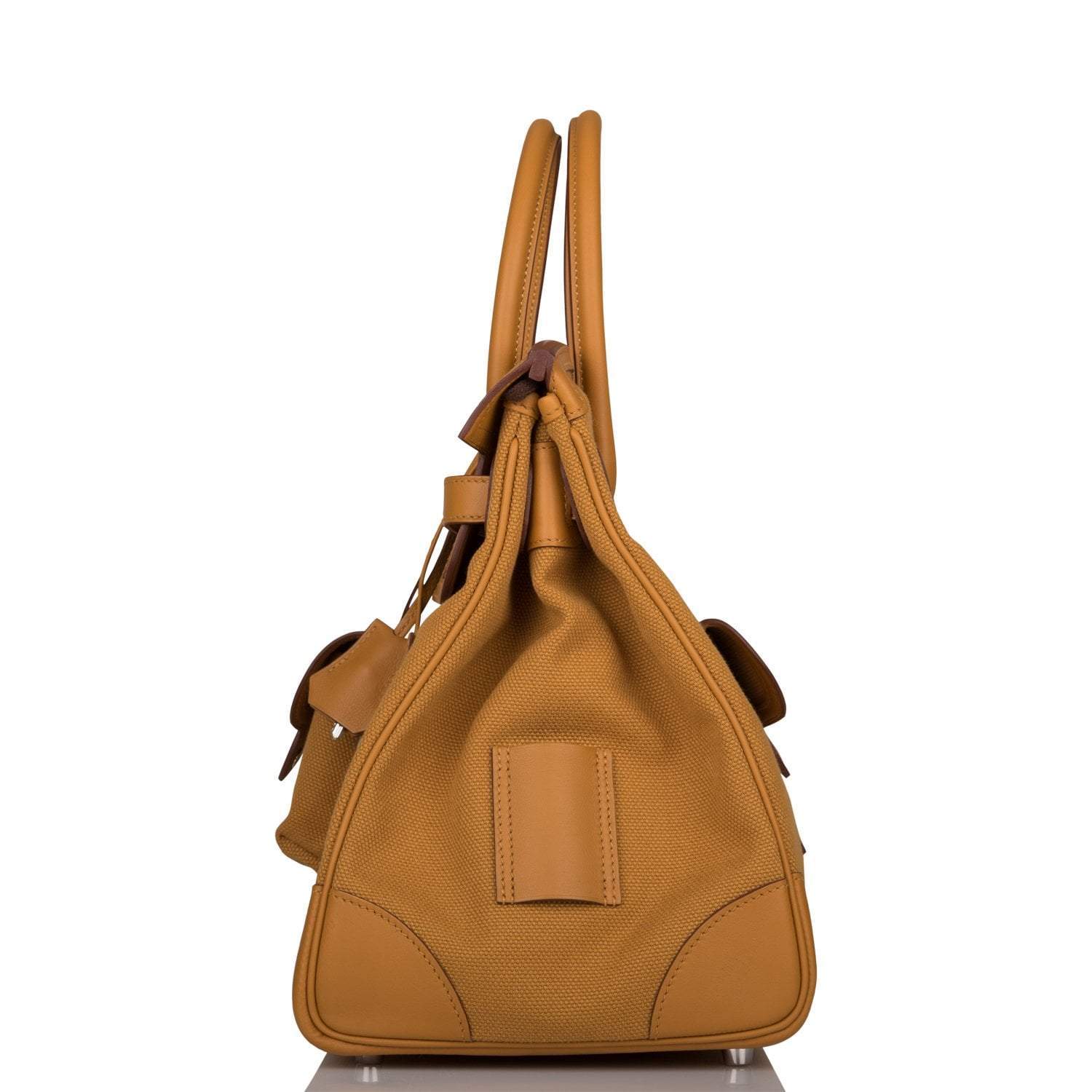 Hermes Birkin 35cm Desert/Sesame Swift and Toile Canvas "Cargo" Palladium Hardware - Exclusu