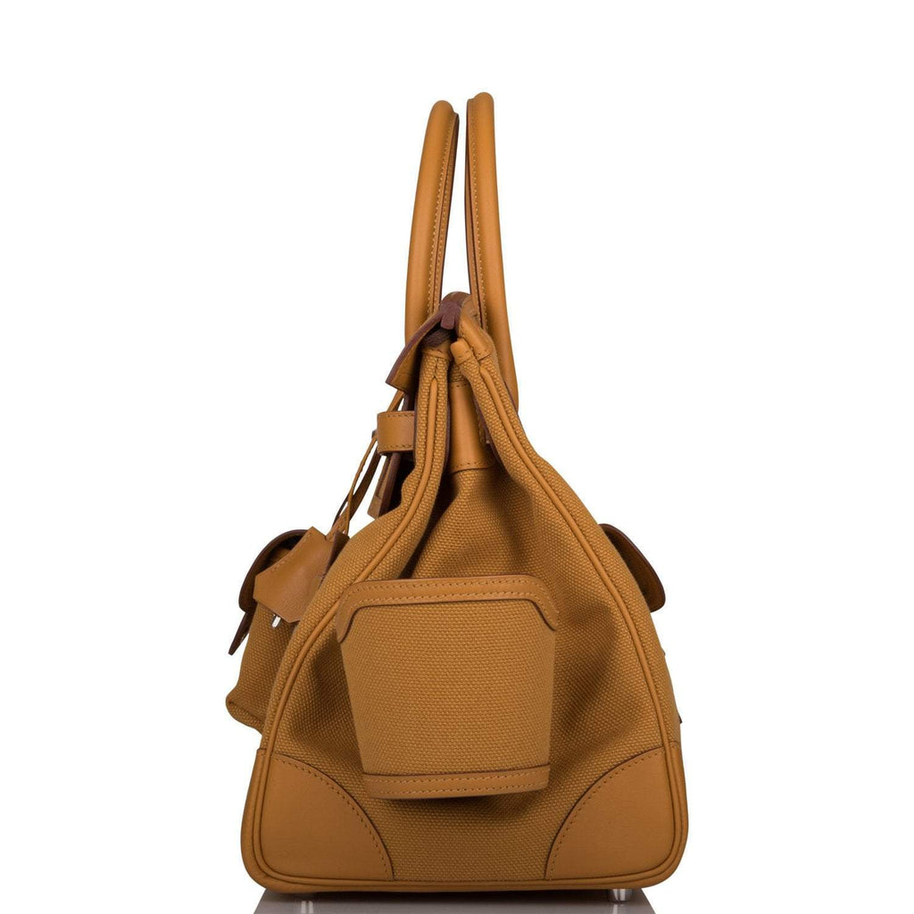 Hermes Birkin 35cm Desert/Sesame Swift and Toile Canvas "Cargo" Palladium Hardware - Exclusu