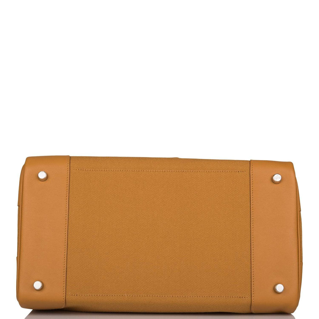 Hermes Birkin 35cm Desert/Sesame Swift and Toile Canvas "Cargo" Palladium Hardware - Exclusu