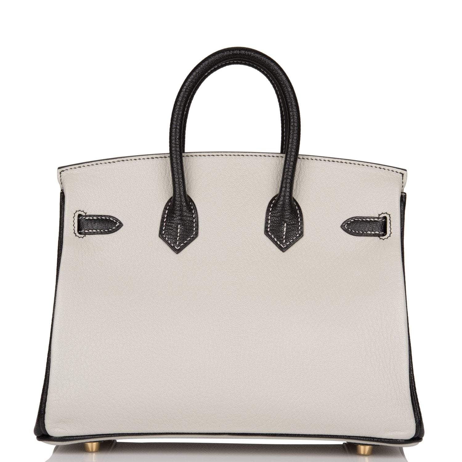 Birkin 25 Gris Perle and Black Chèvre Brushed Gold Hardware - Exclusu