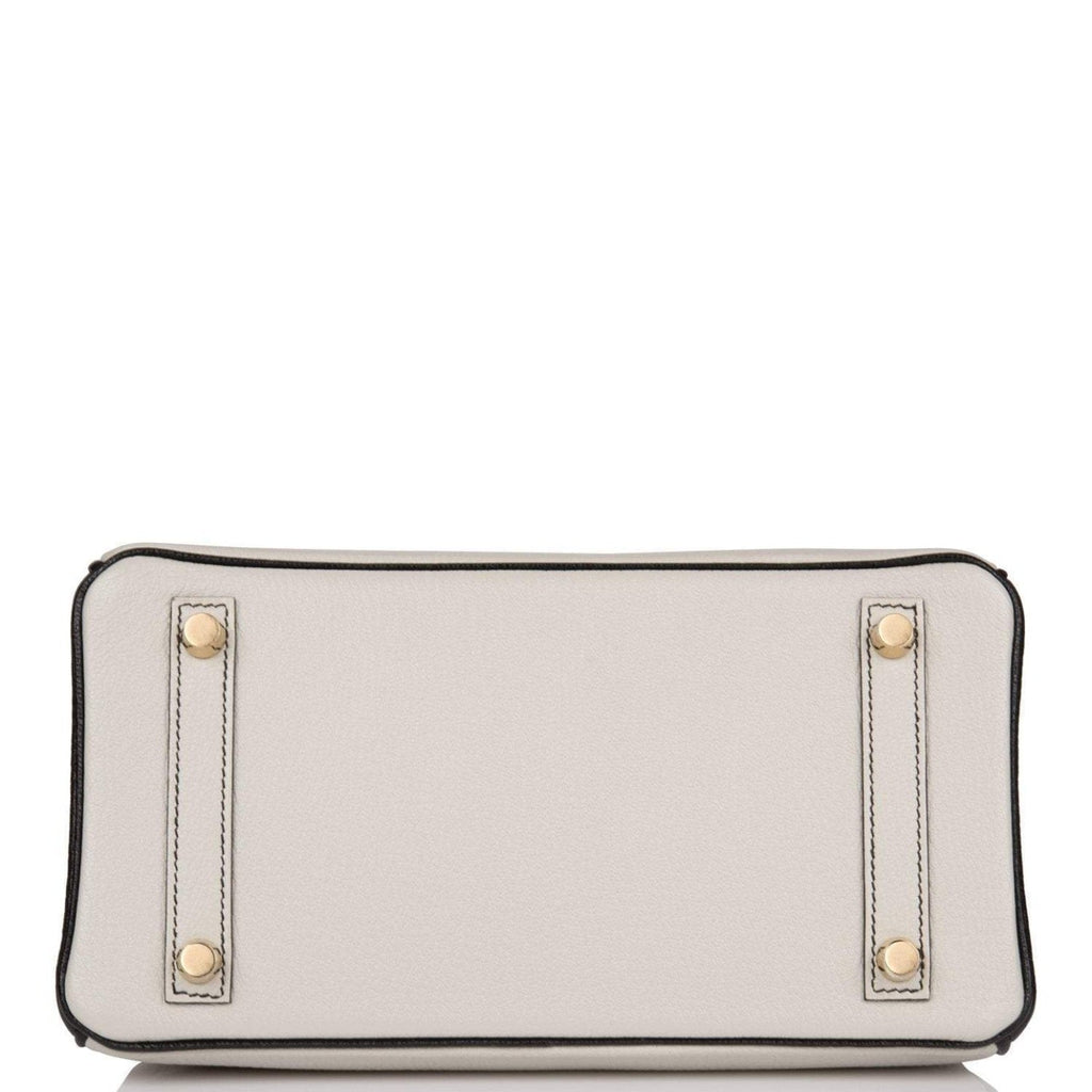 Birkin 25 Gris Perle and Black Chèvre Brushed Gold Hardware - Exclusu