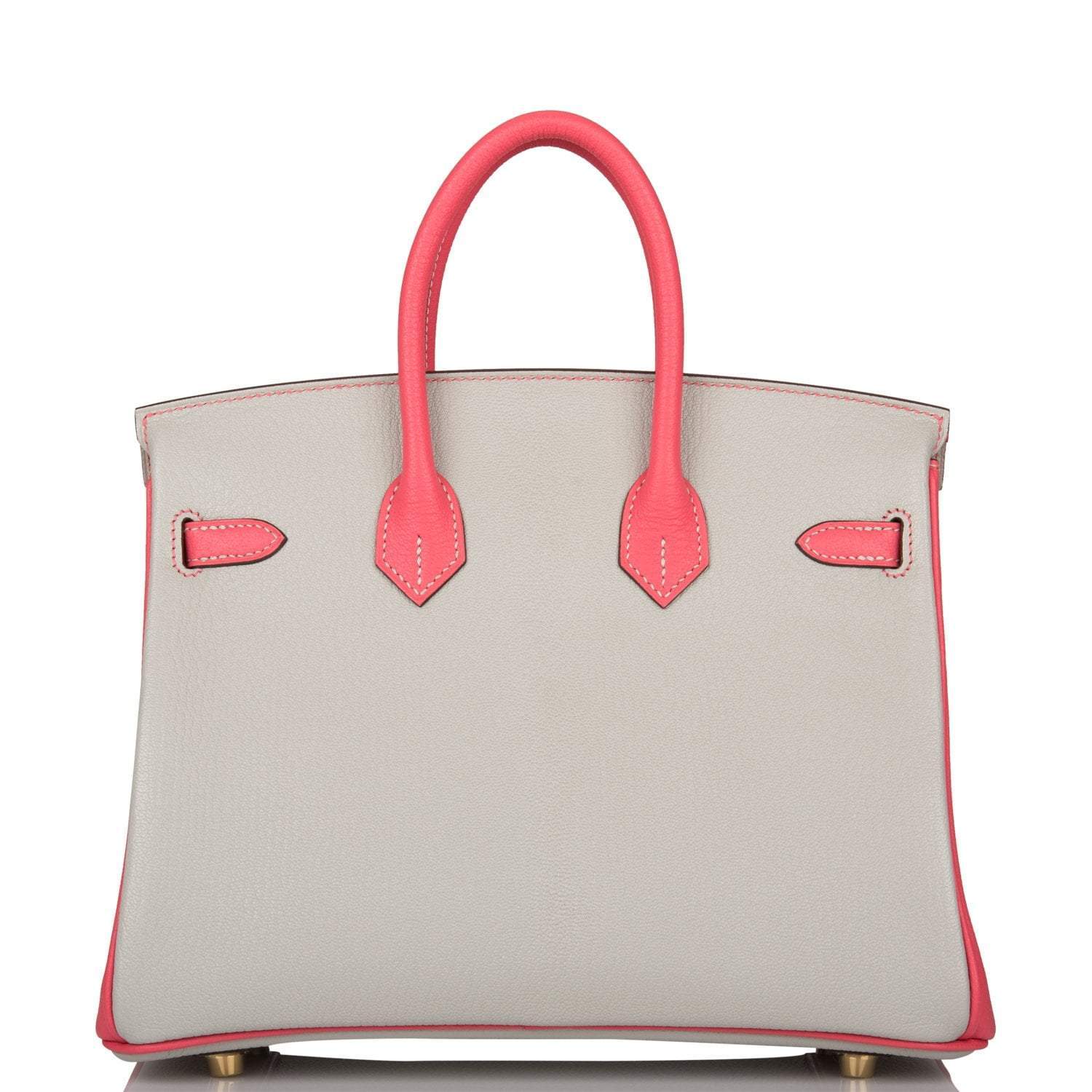 Hermes Birkin 25 Gris Perle Rose Azalee Chèvre with Brushed Gold Hardware - Exclusu