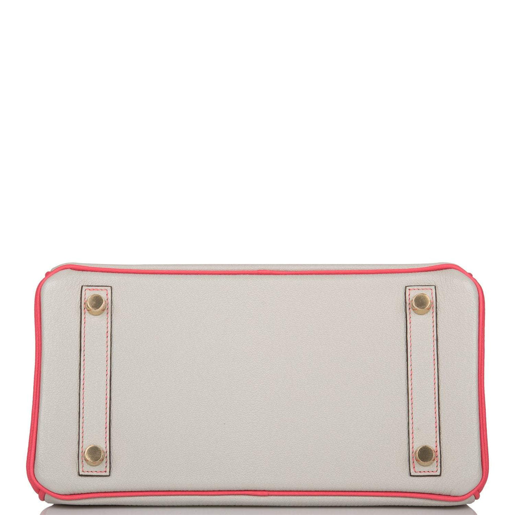 Hermes Birkin 25 Gris Perle Rose Azalee Chèvre with Brushed Gold Hardware - Exclusu