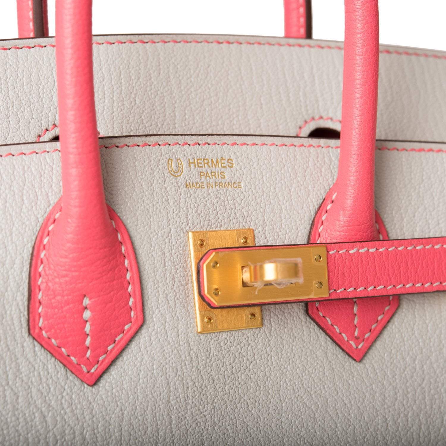 Hermes Birkin 25 Gris Perle Rose Azalee Chèvre with Brushed Gold Hardware - Exclusu