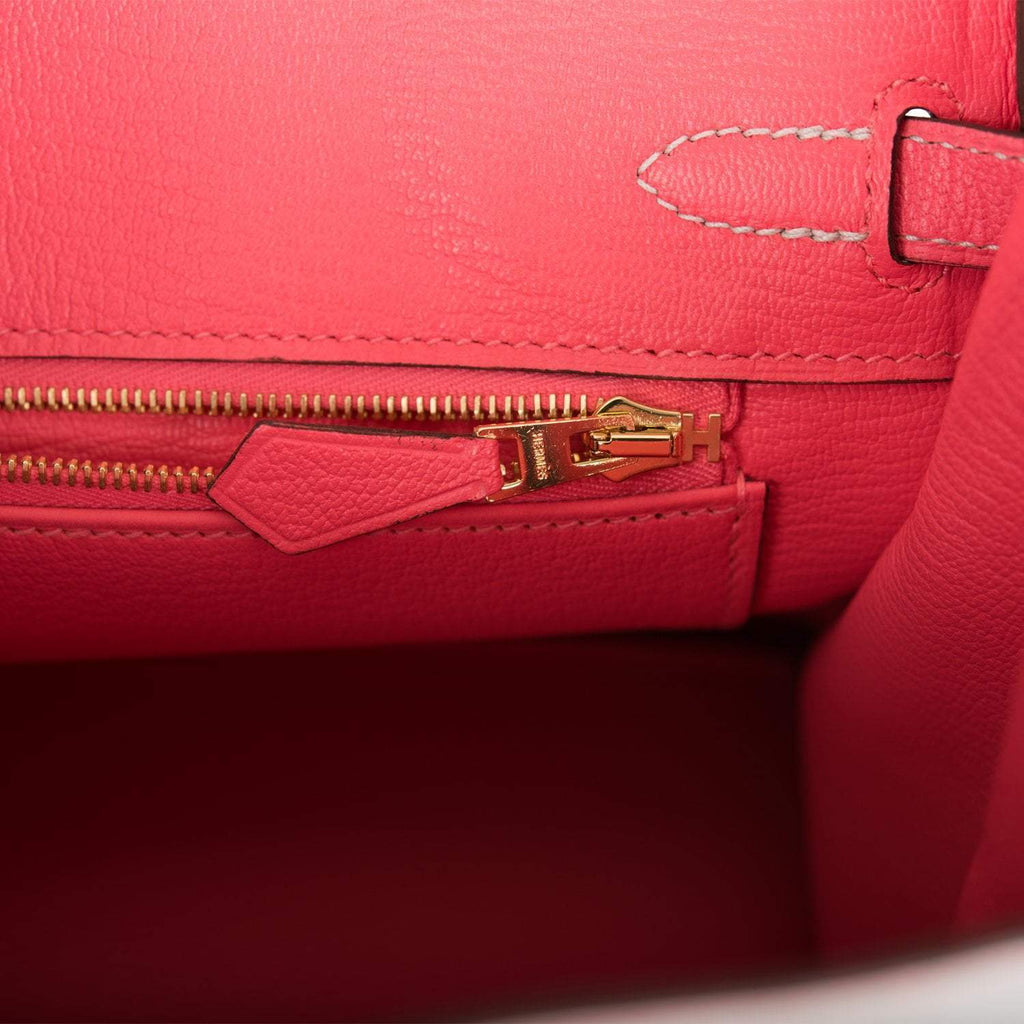 Hermes Birkin 25 Gris Perle Rose Azalee Chèvre with Brushed Gold Hardware - Exclusu