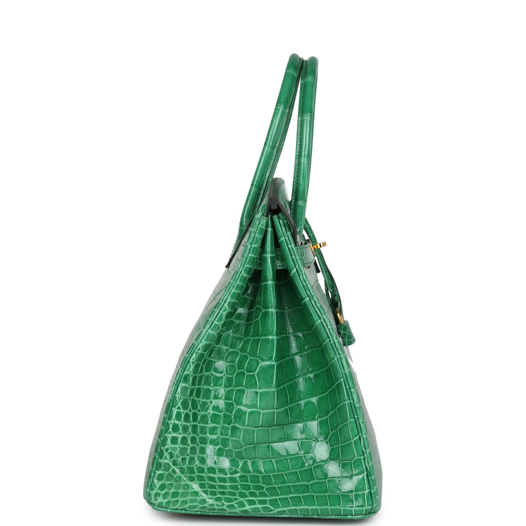 Hermes Birkin 35 Cactus Shiny Porosus Crocodile Gold Hardware - Exclusu