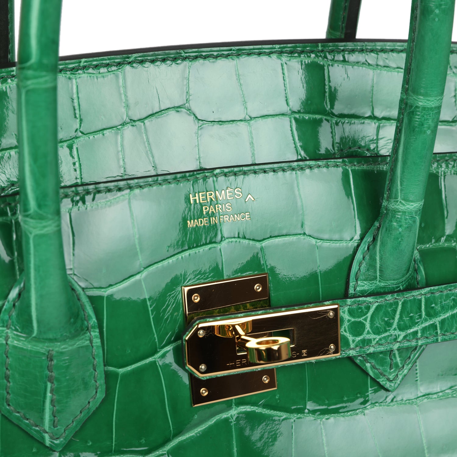 Hermes Birkin 35 Cactus Shiny Porosus Crocodile Gold Hardware - Exclusu