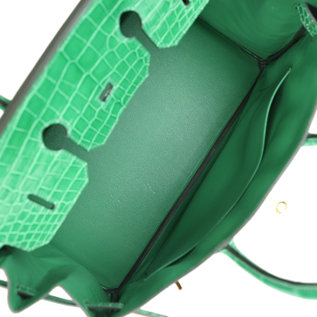 Hermes Birkin 35 Cactus Shiny Porosus Crocodile Gold Hardware - Exclusu
