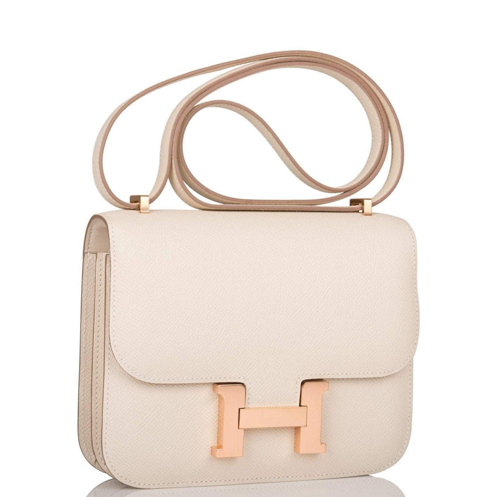 Hermes Craie Epsom Mini Constance 18cm Rose Gold Hardware