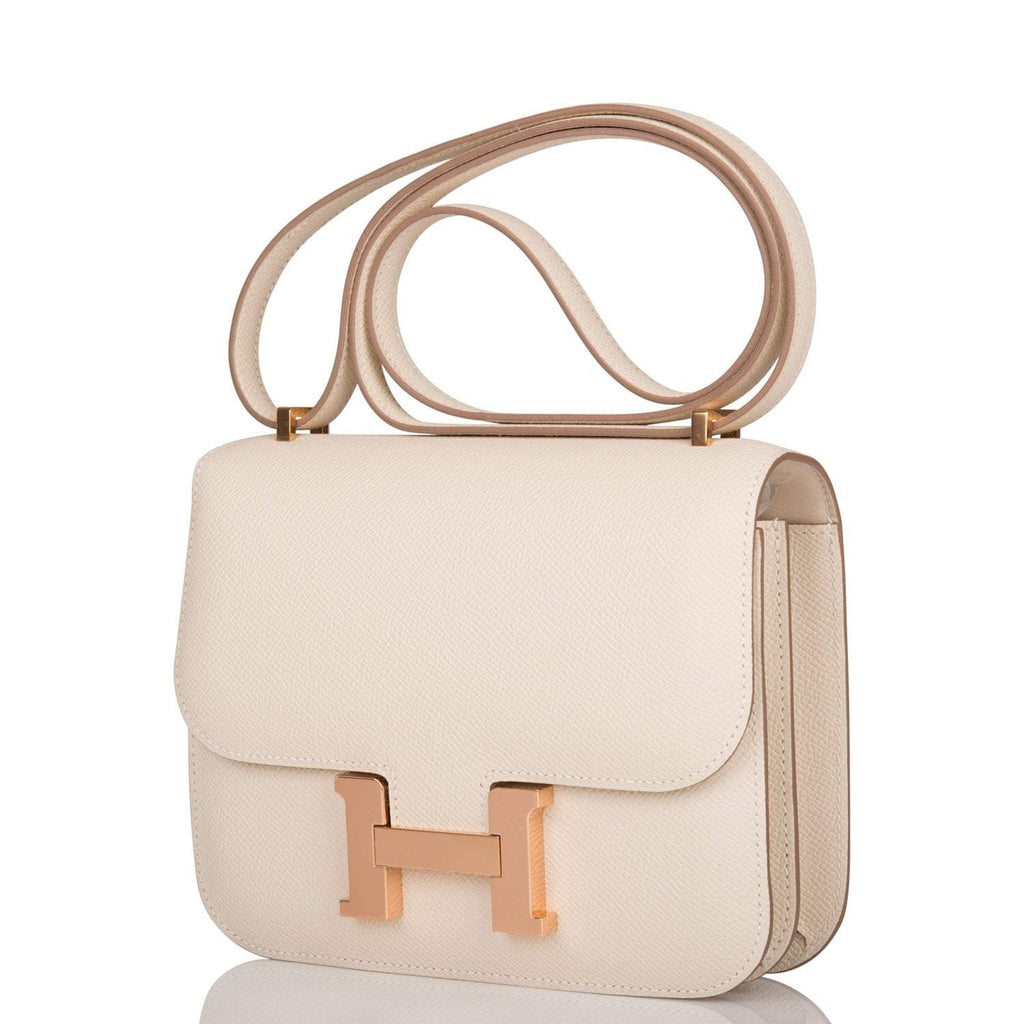 Hermes Craie Epsom Mini Constance 18cm Rose Gold Hardware