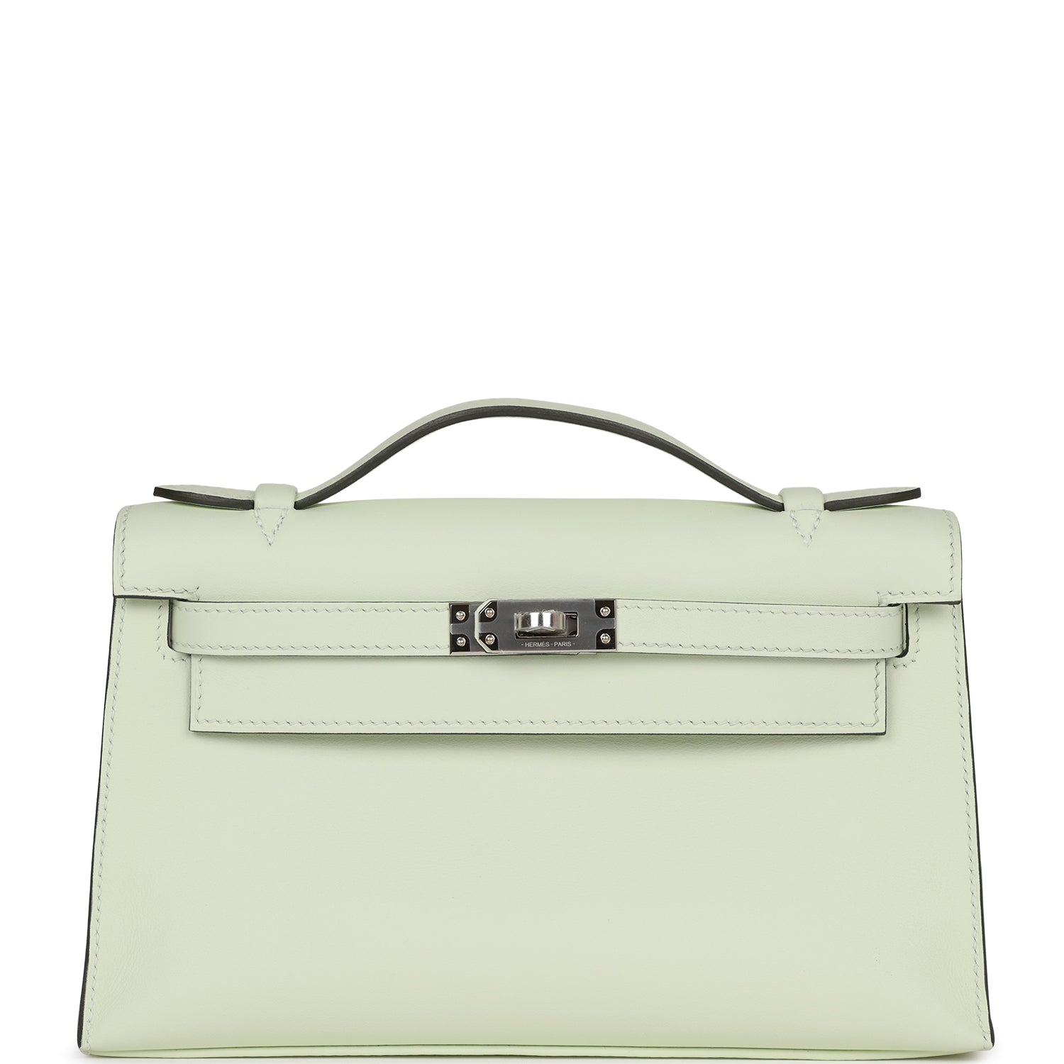 Hermes Kelly Pochette Vert Fizz Swift Palladium Hardware - Exclusu