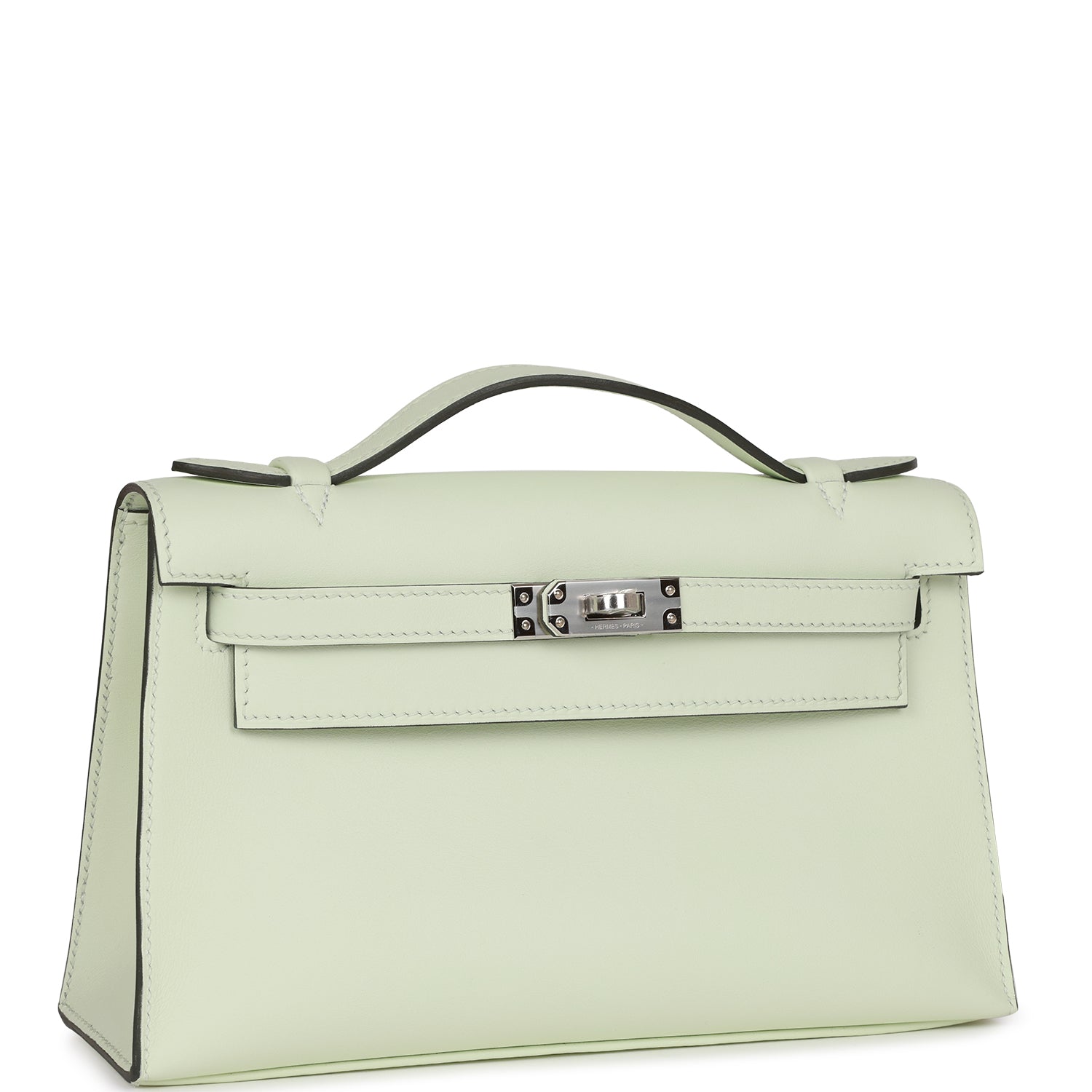 Hermes Kelly Pochette Vert Fizz Swift Palladium Hardware - Exclusu