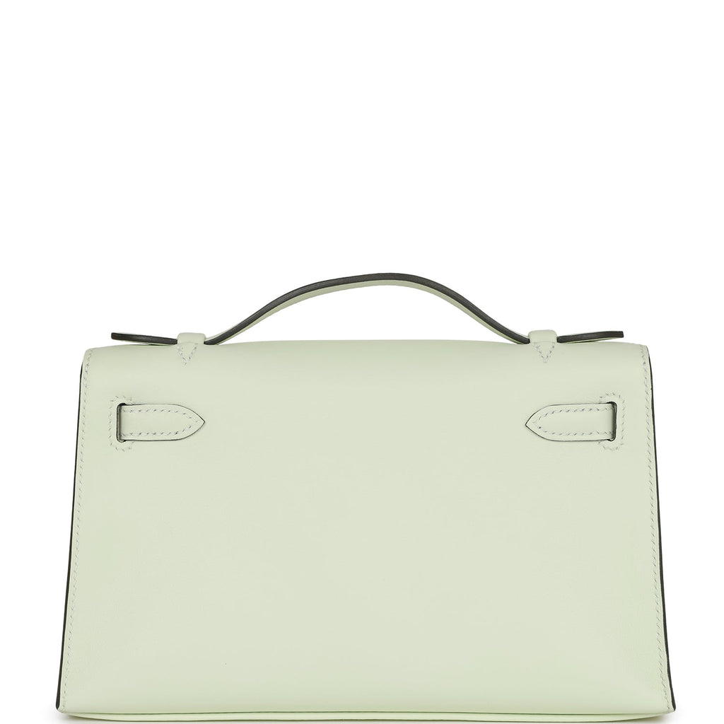 Hermes Kelly Pochette Vert Fizz Swift Palladium Hardware - Exclusu