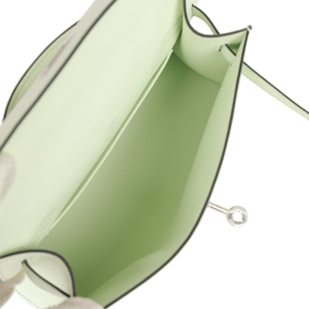 Hermes Kelly Pochette Vert Fizz Swift Palladium Hardware - Exclusu