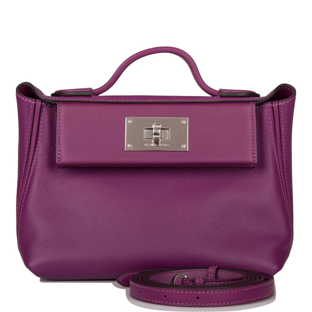 Hermes Anemone Evercolor and Swift Mini 24/24 Bag Palladium Hardware - Exclusu