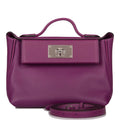 Hermes Anemone Evercolor and Swift Mini 24/24 Bag Palladium Hardware - Exclusu