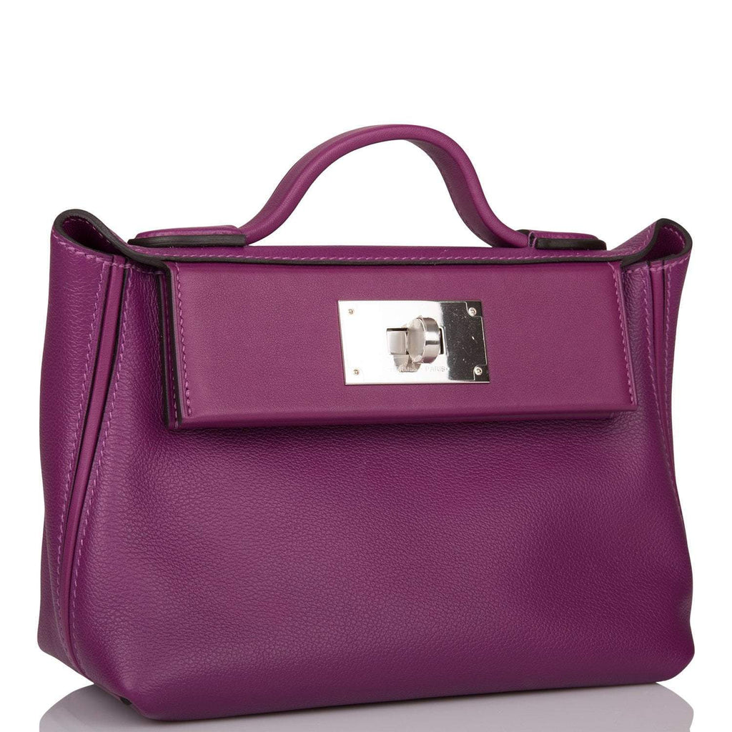 Hermes Anemone Evercolor and Swift Mini 24/24 Bag Palladium Hardware - Exclusu