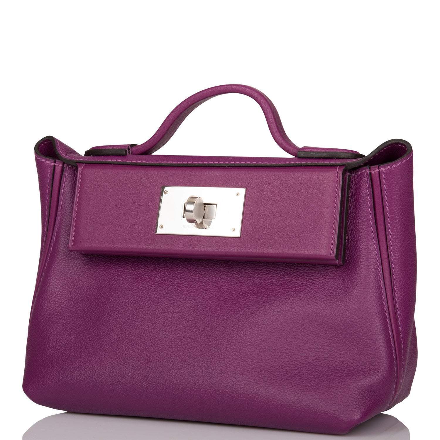 Hermes Anemone Evercolor and Swift Mini 24/24 Bag Palladium Hardware - Exclusu