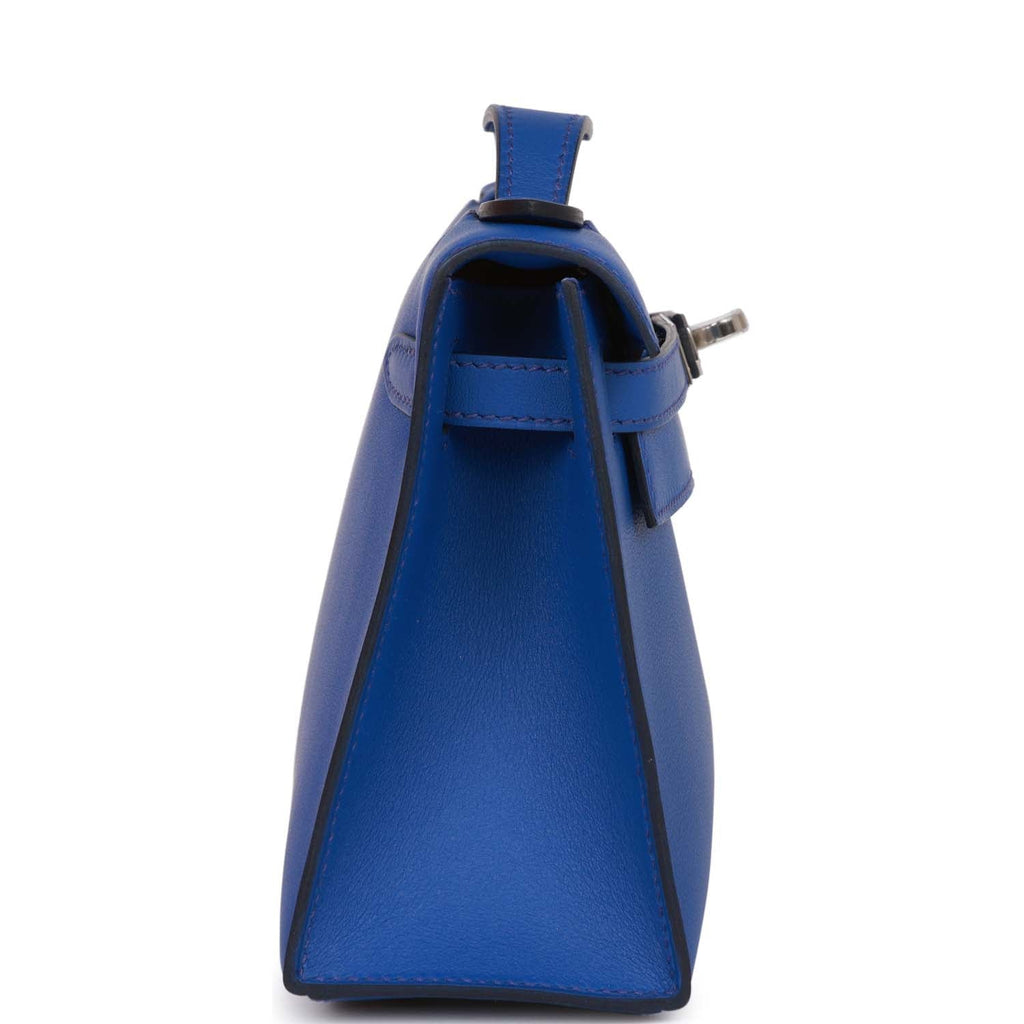 Hermes Kelly Pochette Bleu Royal Swift Palladium Hardware - Exclusu