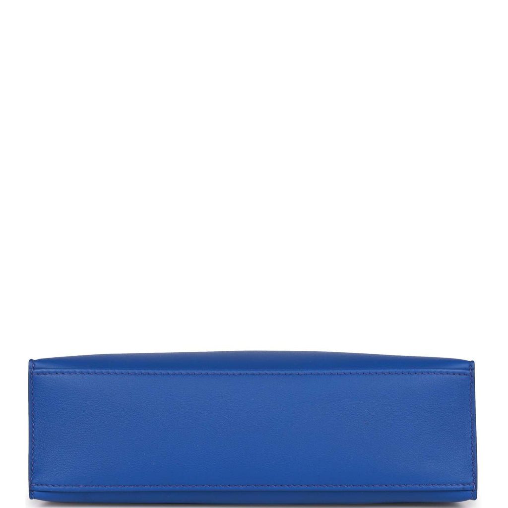 Hermes Kelly Pochette Bleu Royal Swift Palladium Hardware - Exclusu