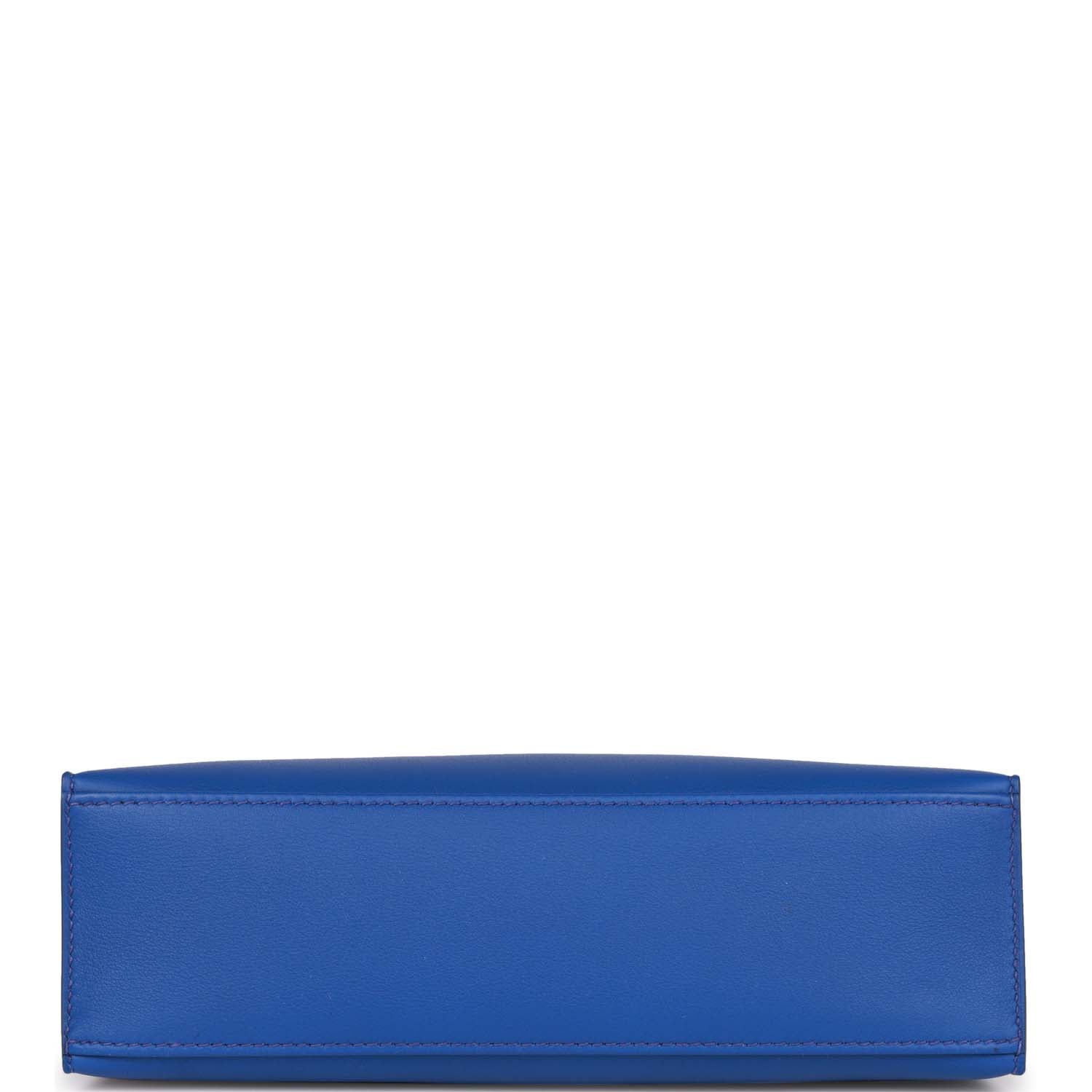 Hermes Kelly Pochette Bleu Royal Swift Palladium Hardware - Exclusu