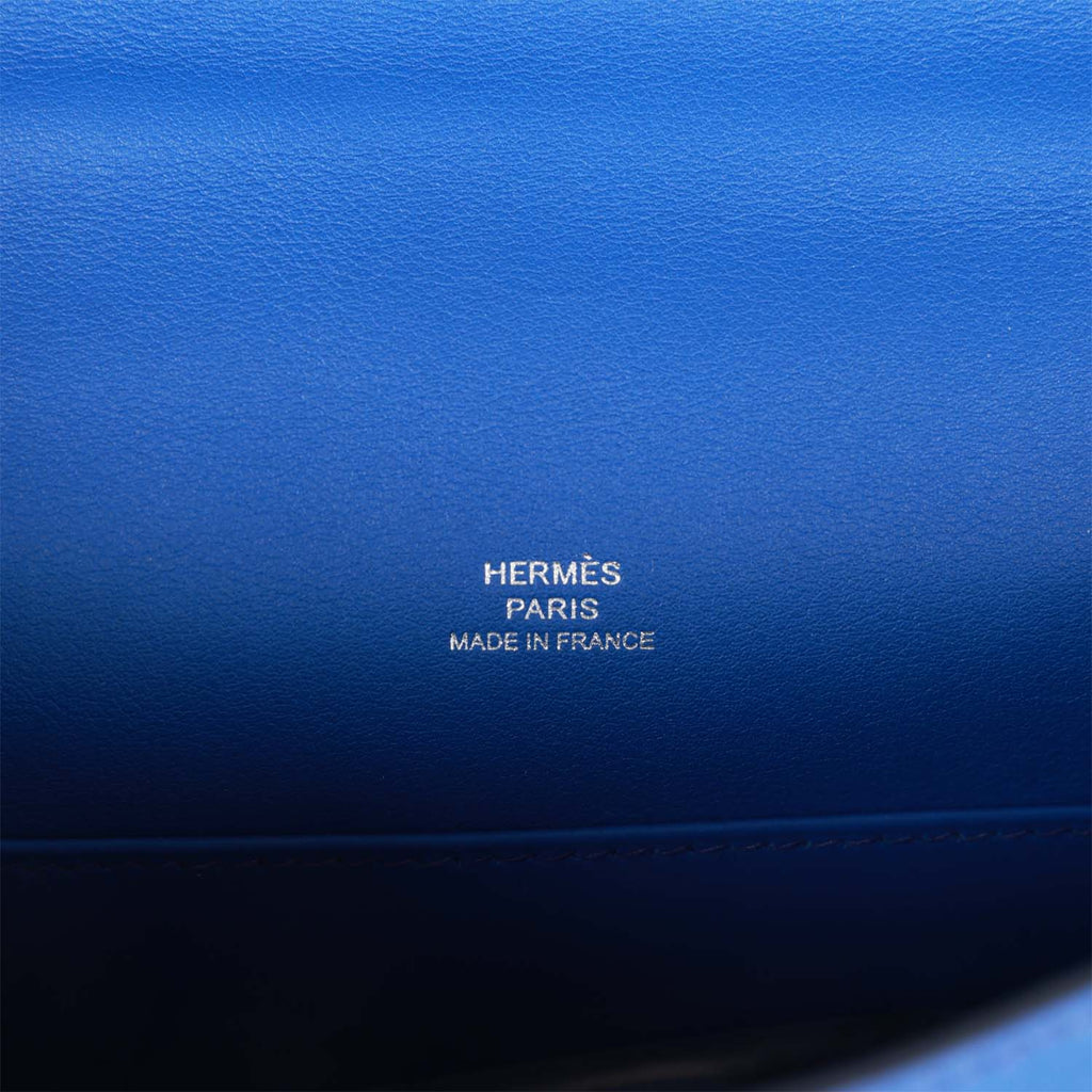 Hermes Kelly Pochette Bleu Royal Swift Palladium Hardware - Exclusu