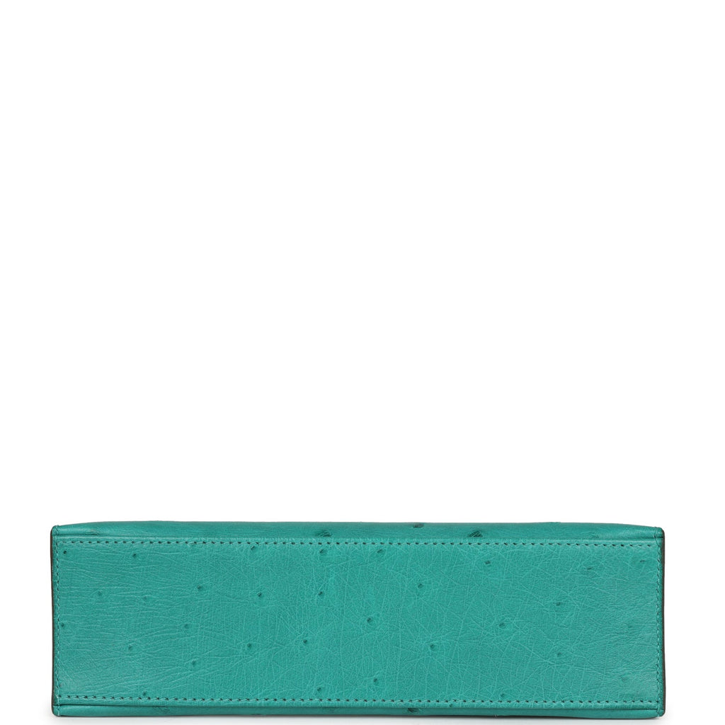 Hermes Kelly Pochette Vert Verone Ostrich Gold Hardware - Exclusu