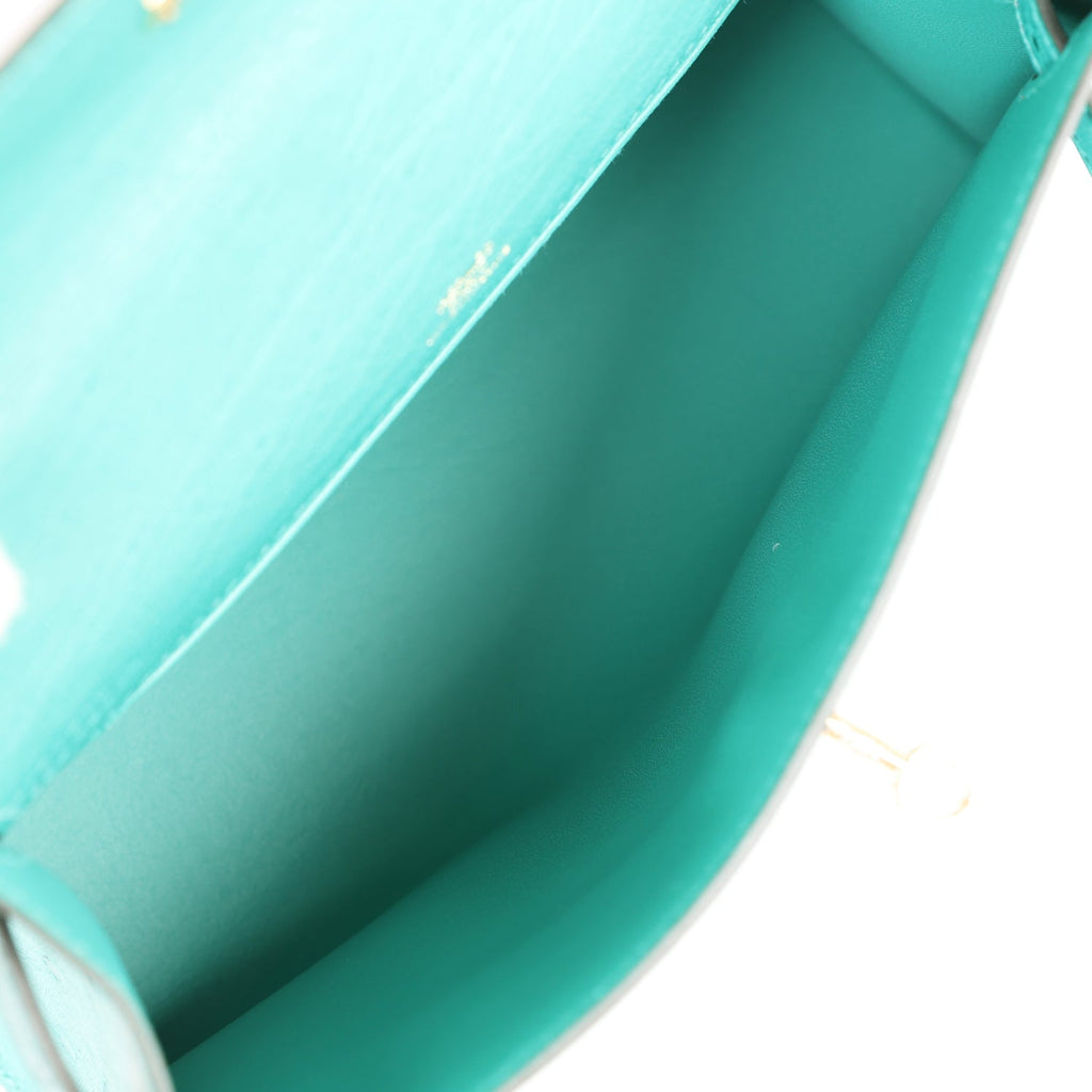 Hermes Kelly Pochette Vert Verone Ostrich Gold Hardware - Exclusu