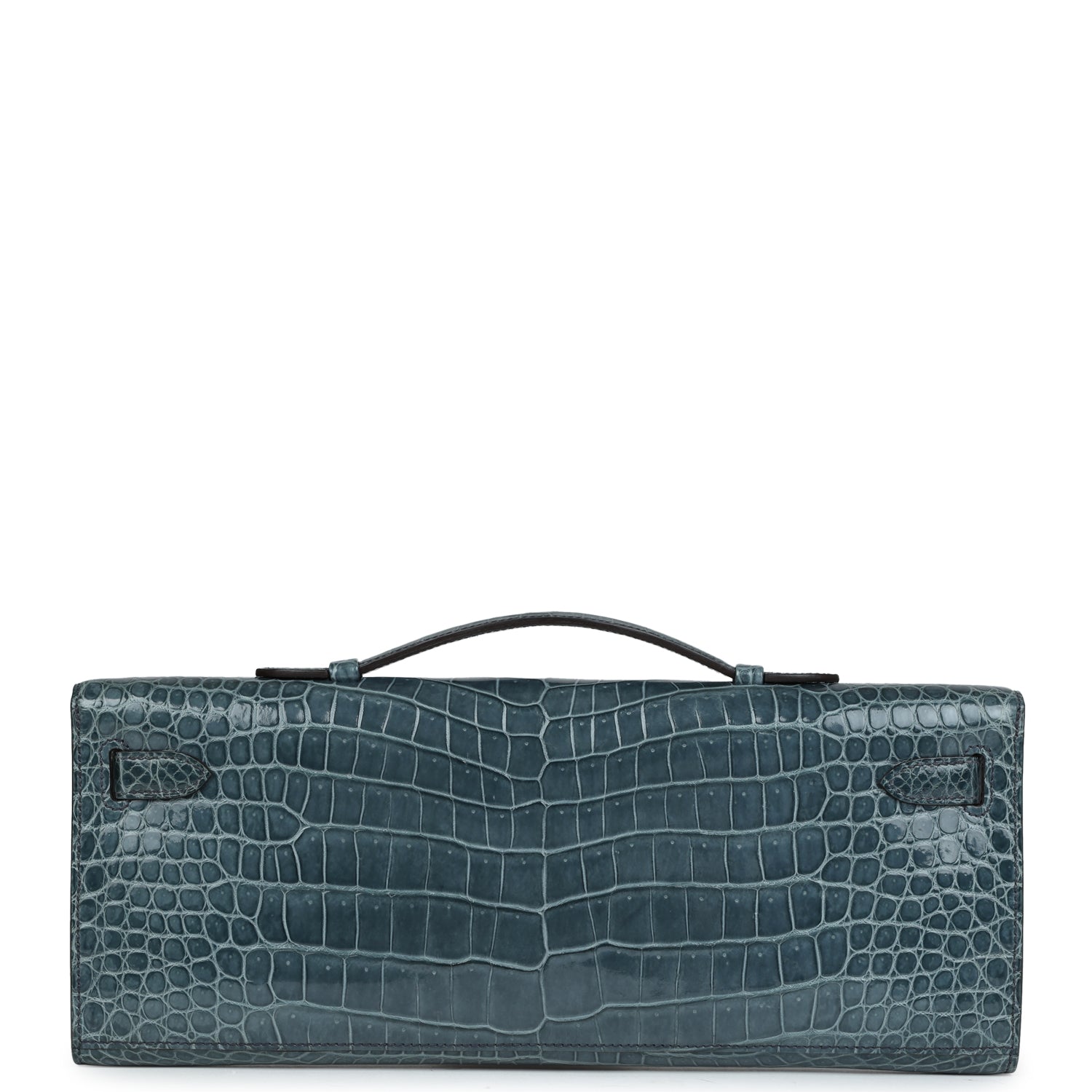 Hermes Kelly Cut Bleu Jean Shiny Porosus Crocodile Gold Hardware - Exclusu