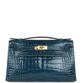 Hermes Kelly Pochette Vert Bosphore Shiny Alligator Gold Hardware - Exclusu