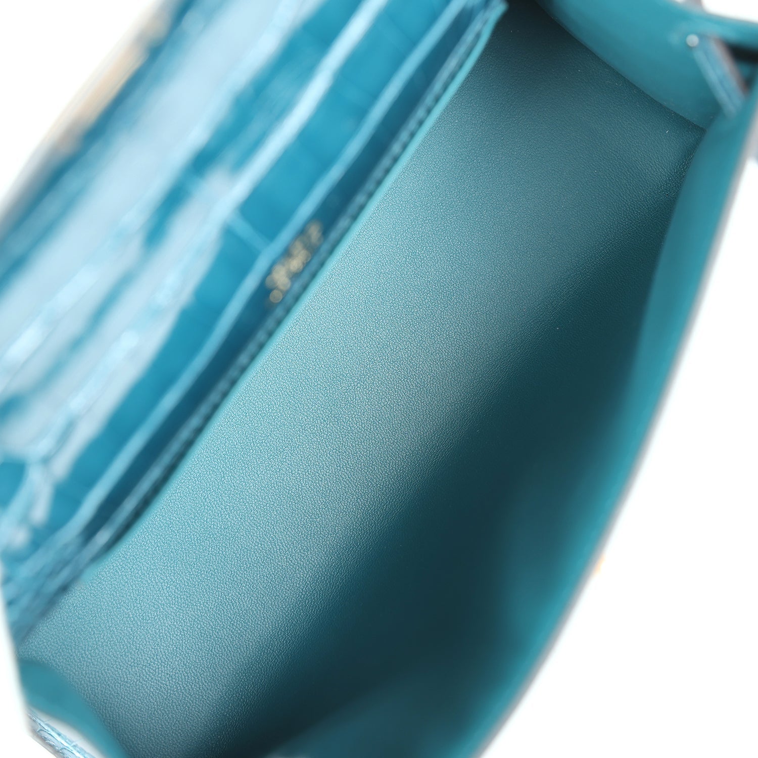 Hermes Kelly Pochette Vert Bosphore Shiny Alligator Gold Hardware - Exclusu