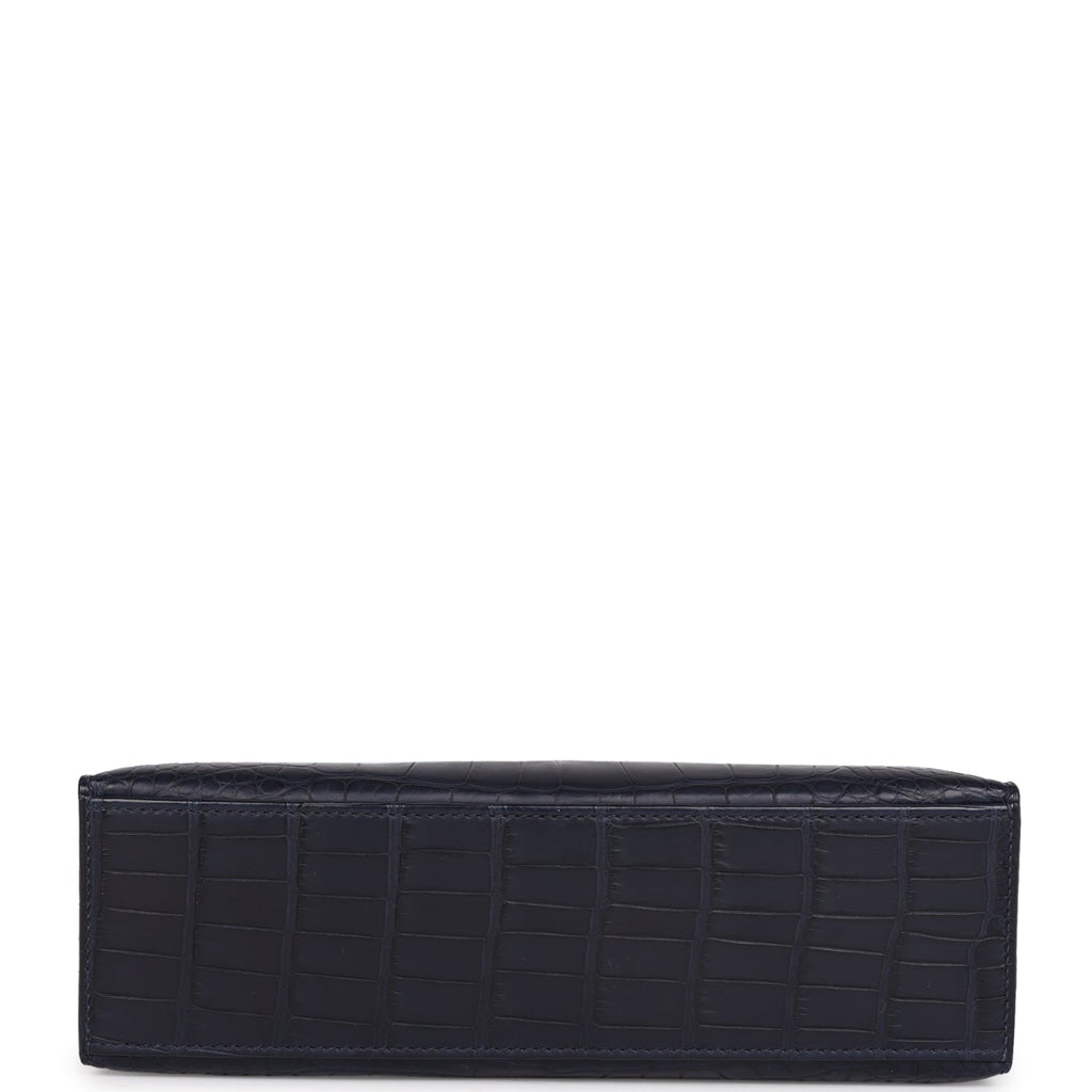 Hermes Kelly Pochette Bleu Indigo Matte Alligator Gold Hardware - Exclusu