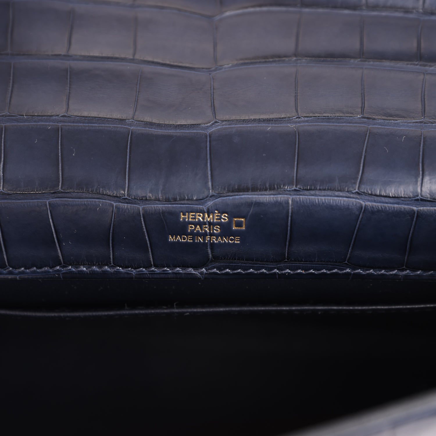 Hermes Kelly Pochette Bleu Indigo Matte Alligator Gold Hardware - Exclusu
