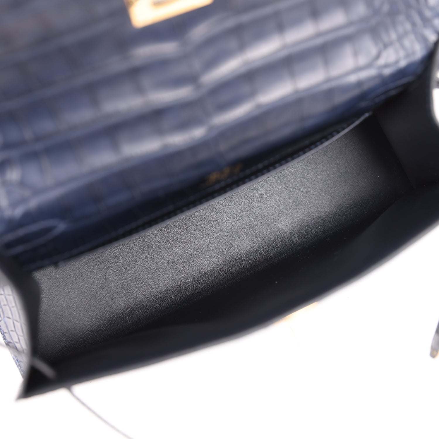 Hermes Kelly Pochette Bleu Indigo Matte Alligator Gold Hardware - Exclusu