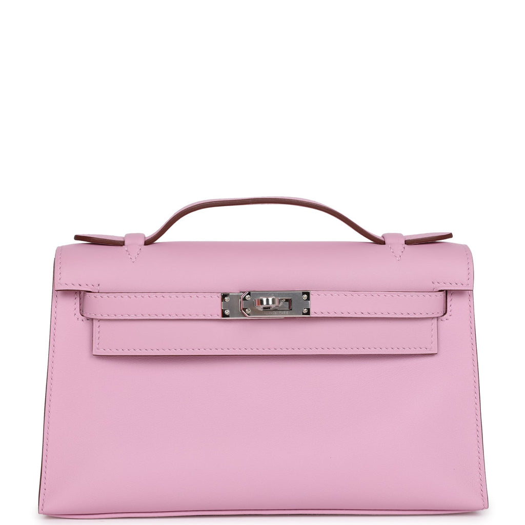 Hermes Kelly Pochette Mauve Sylvestre Swift Palladium Hardware - Exclusu
