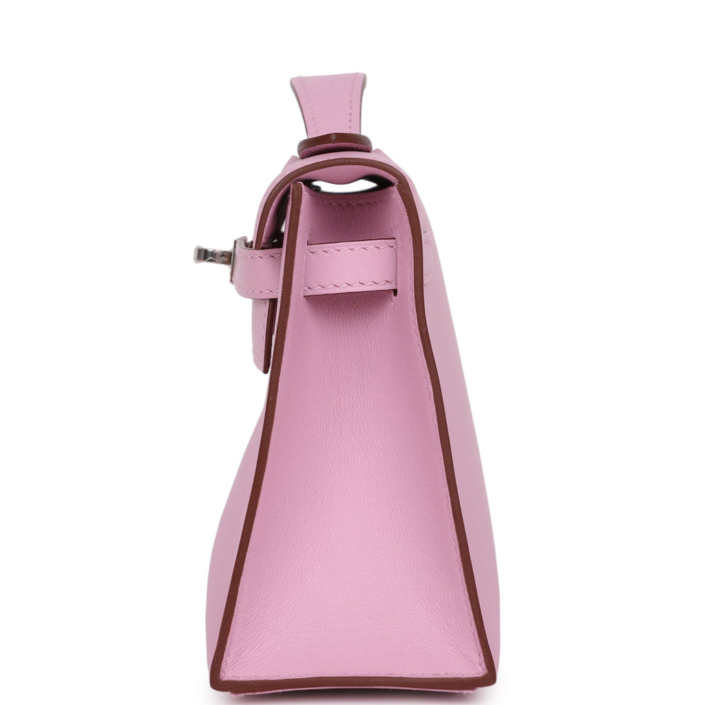 Hermes Kelly Pochette Mauve Sylvestre Swift Palladium Hardware - Exclusu