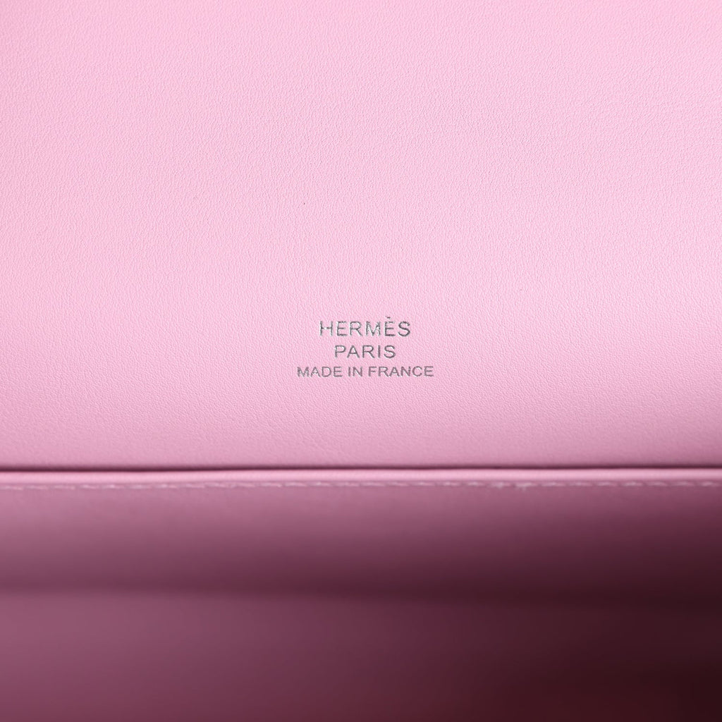 Hermes Kelly Pochette Mauve Sylvestre Swift Palladium Hardware - Exclusu