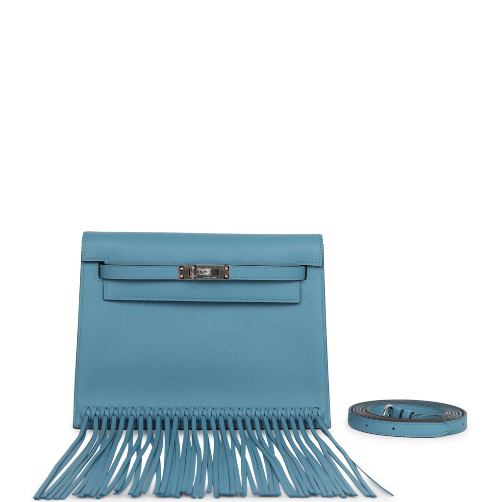 Hermes Kelly Danse Anate Blue Jean Swift Palladium Hardware - Exclusu