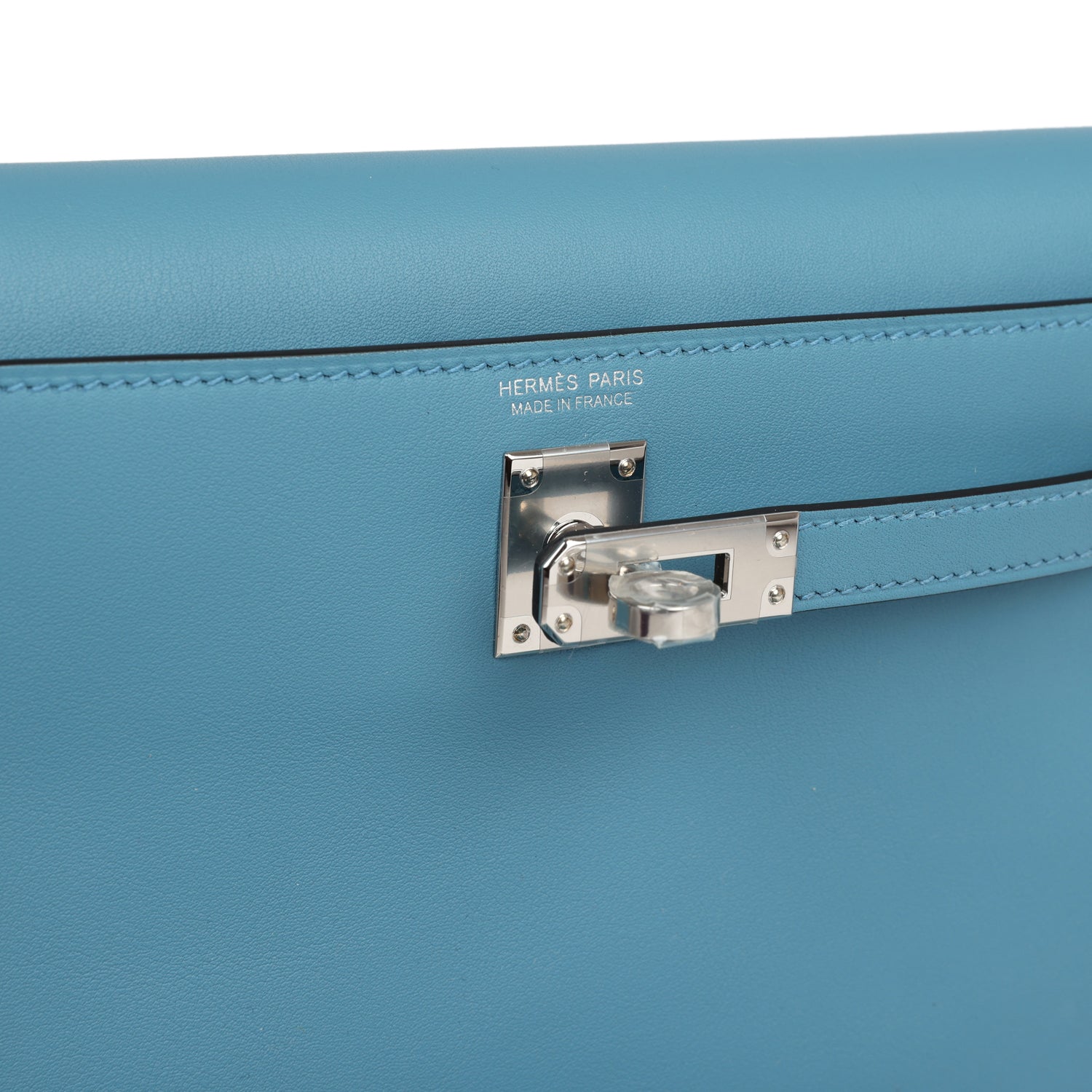 Hermes Kelly Danse Anate Blue Jean Swift Palladium Hardware - Exclusu